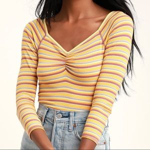Free people yellow striped bodysuit